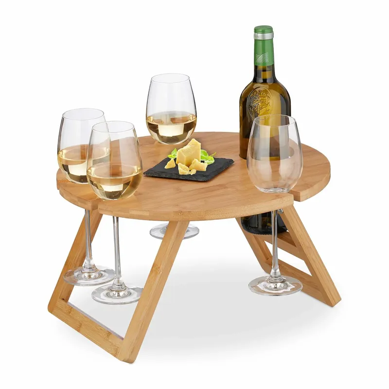 Väl omtyckt | Runt bambu picknick vinbord