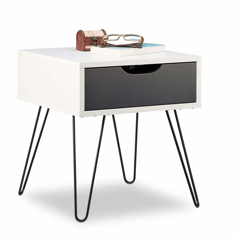 Handla nu - White & gray bedside table