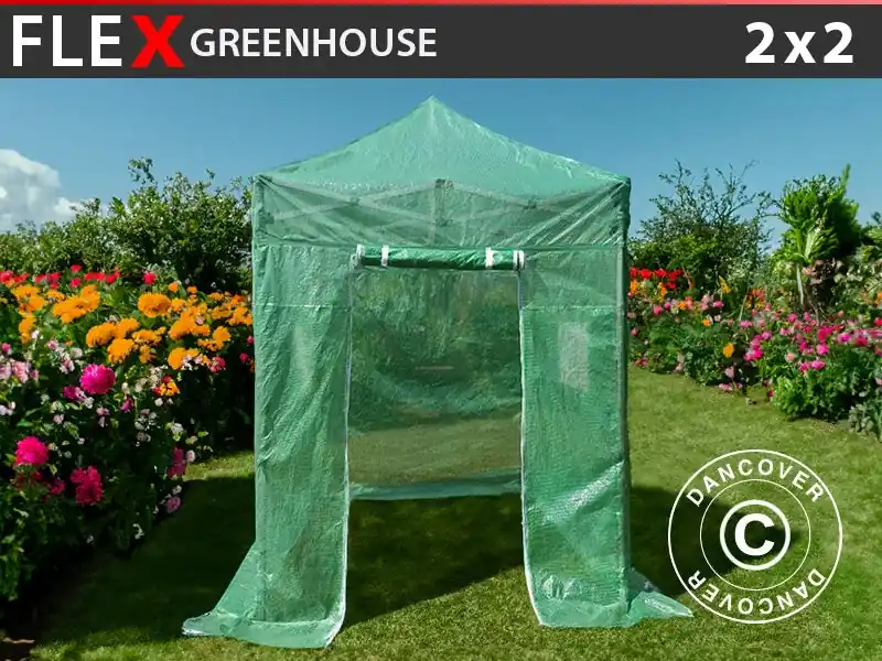 Nedsatt pris | FleX växthus 2x2m, PE, Transparent/Grön