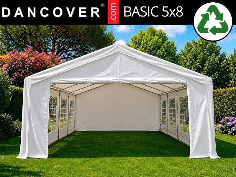 Partytält Basic 5x8m PE 500, Vit | Deal